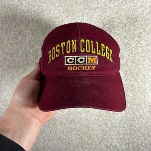 Vintage 90s Boston College hockey CCM wool blend SnapBack hat cap